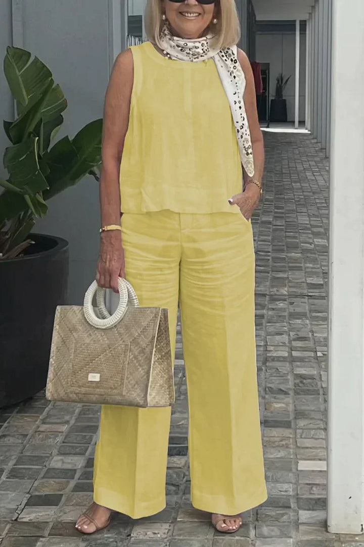 Elegante mouwloze tweedelige set