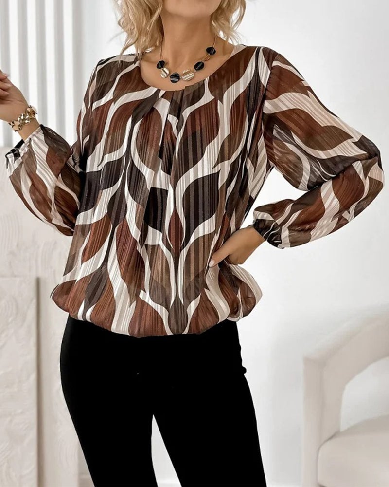 Blouse met lampionmouwen en ronde hals