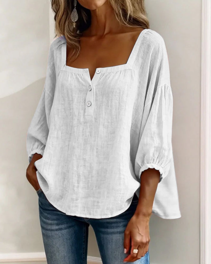 Simpele blouse met vierkante hals en lange mouwen