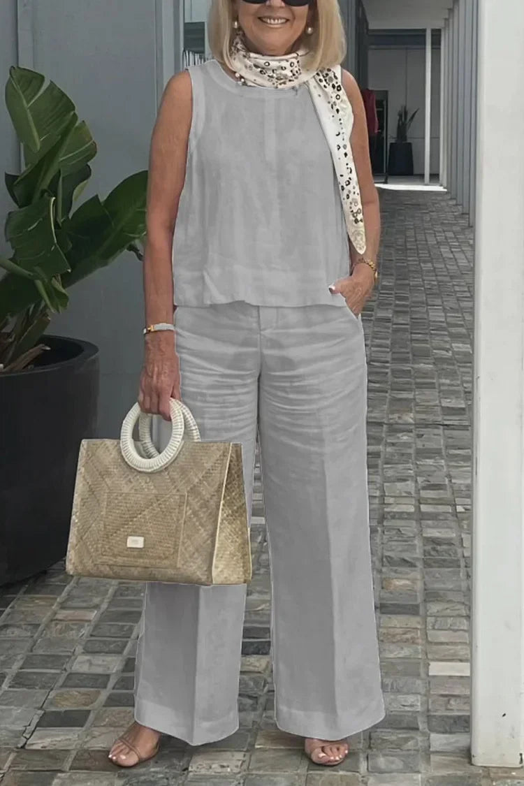 Elegante mouwloze tweedelige set
