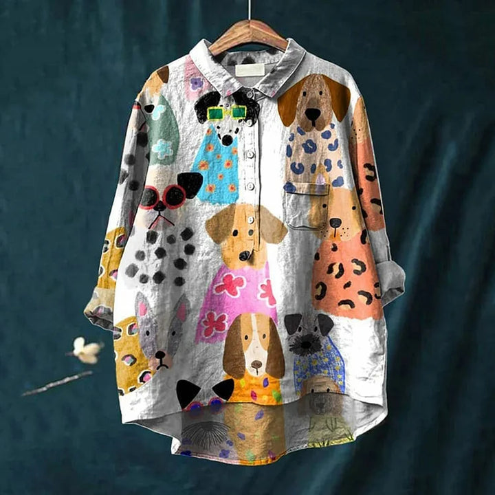 Fiona Dog Art Shirt met speelse print
