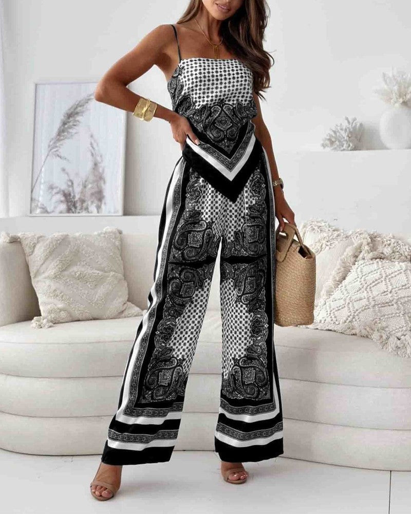 Trendy Lace-Up Vest Tweedelig Outfit