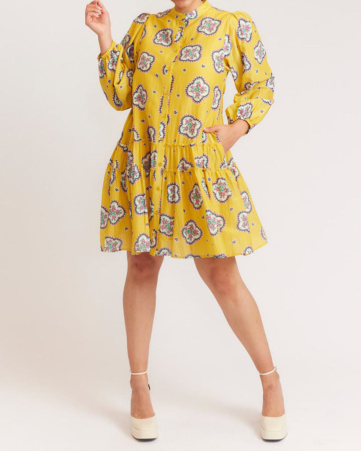 Bedrukte Loose Pleated Jurk