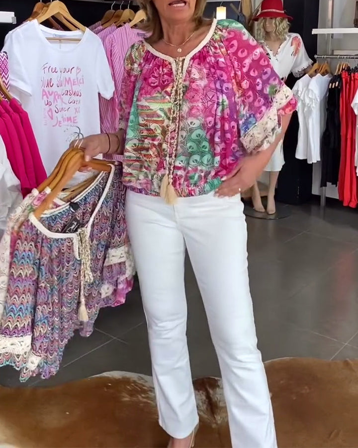Bohemian print blouse met losse pasvorm
