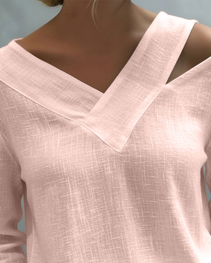 Stijlvolle V-hals Off-The-Shoulder Top