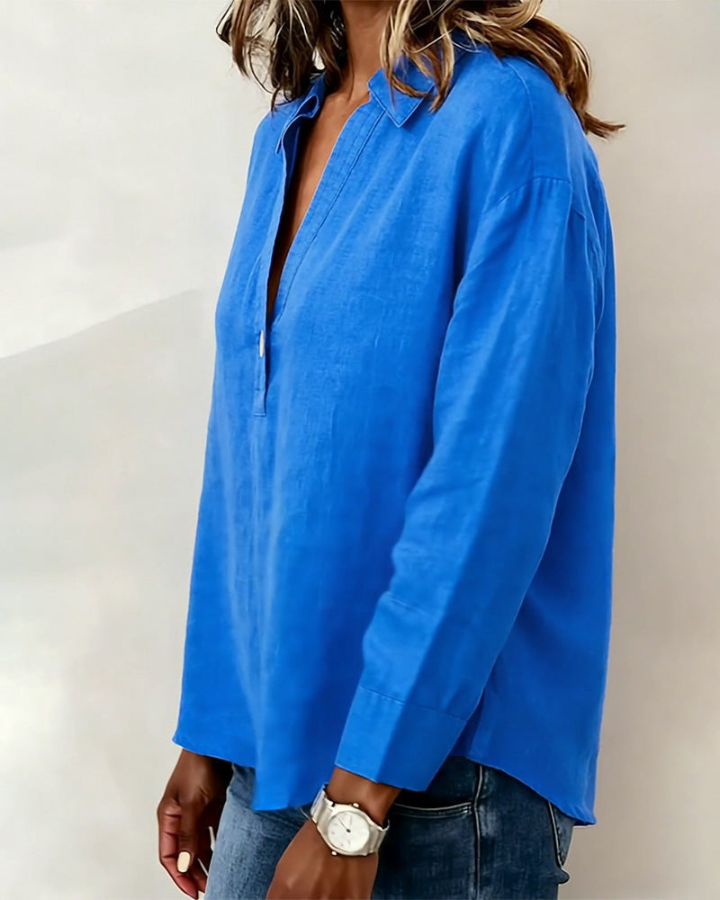 Effen blouse met lange mouwen en knoopsluiting