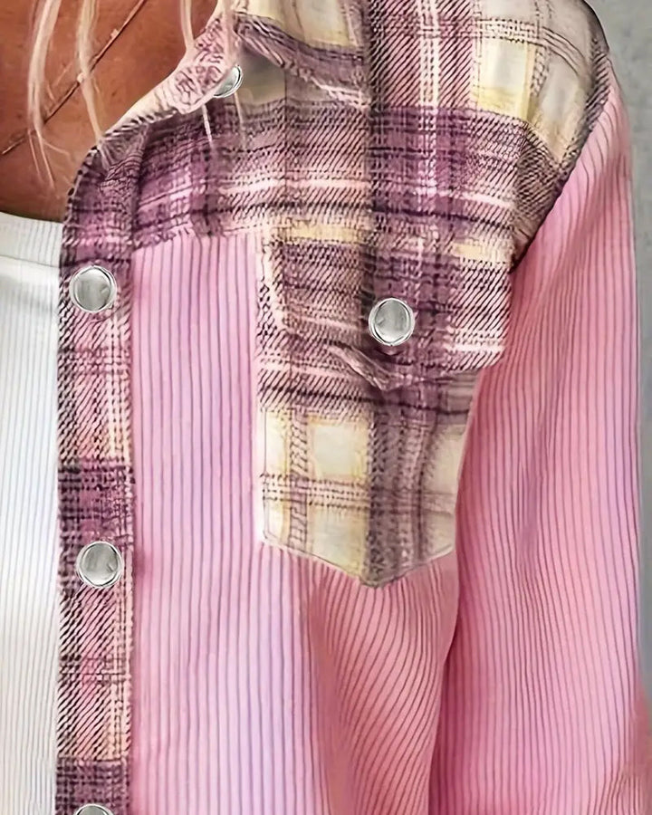 Modieus Plaid Patchwork Overhemd
