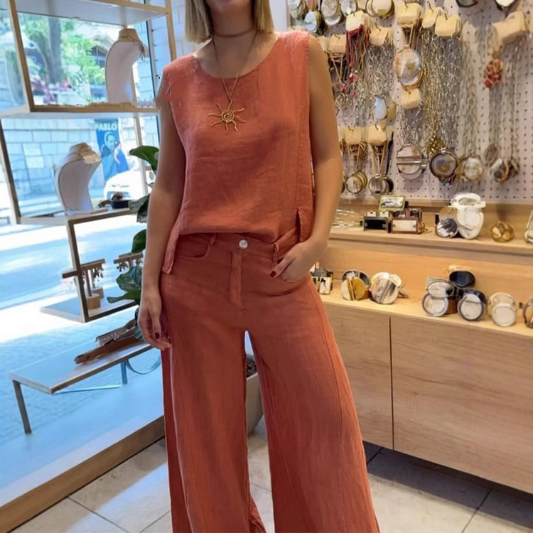 V-hals Pantalon Suit Two-Piece Set