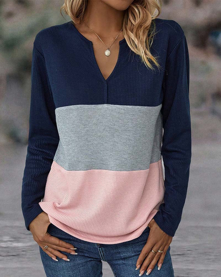 V-hals colour block top