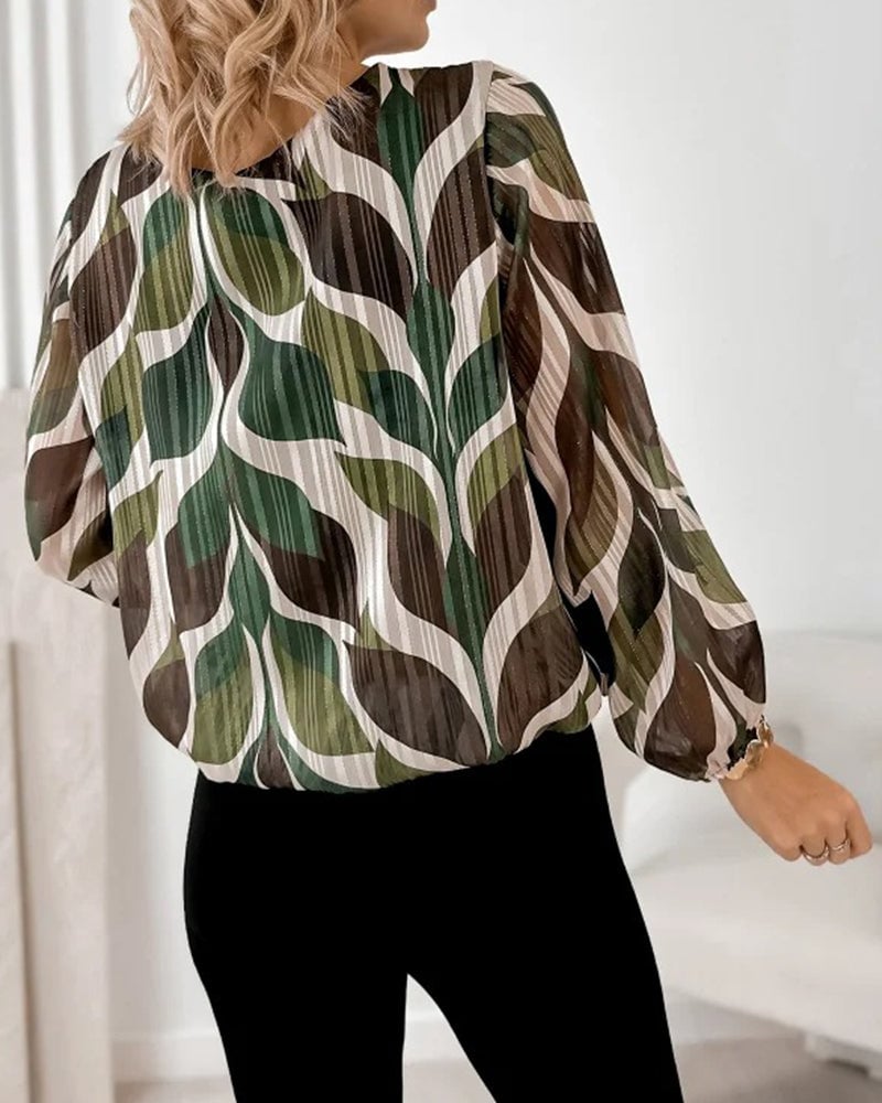 Blouse met lampionmouwen en ronde hals