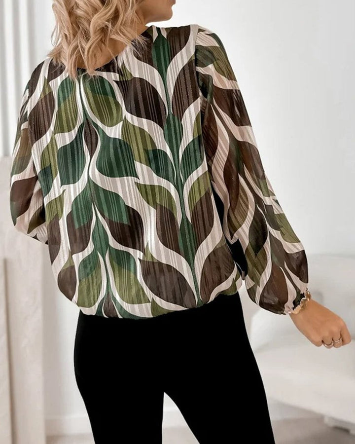 Blouse met lampionmouwen en ronde hals