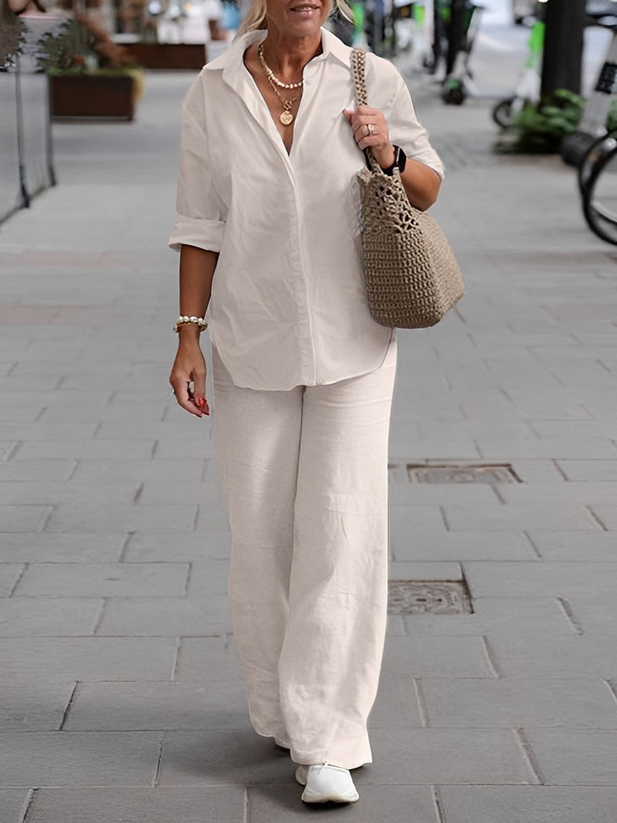 Tweedelige Set met Overhemd met Lange Mouwen & Pantalon