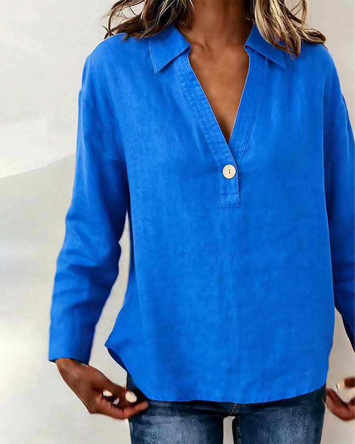 Effen blouse met lange mouwen en knoopsluiting