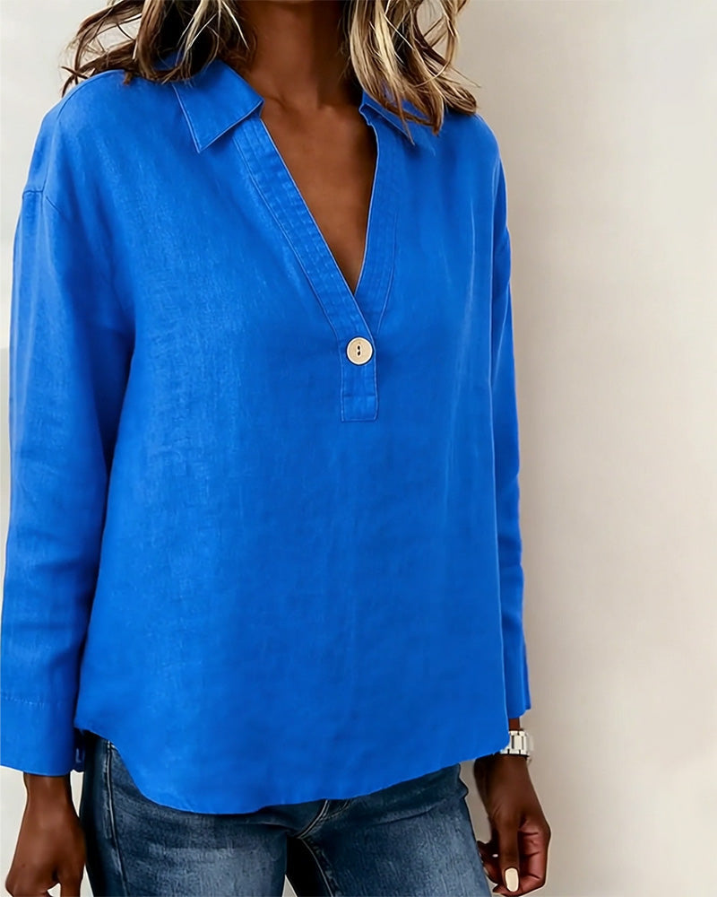 Effen blouse met lange mouwen en knoopsluiting