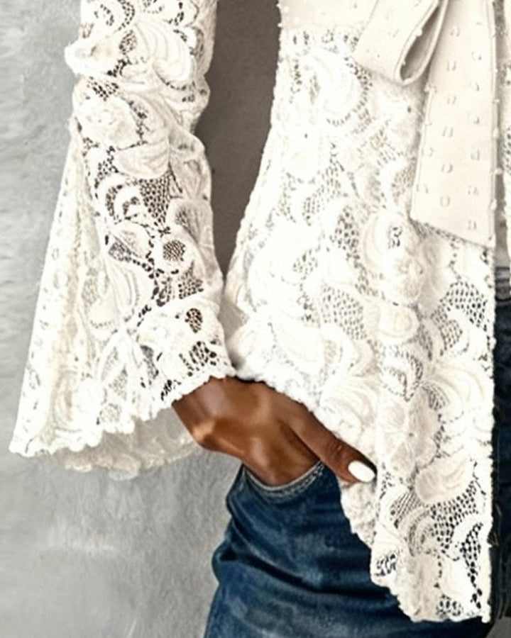 Effen V-hals blouse met klokmouwen
