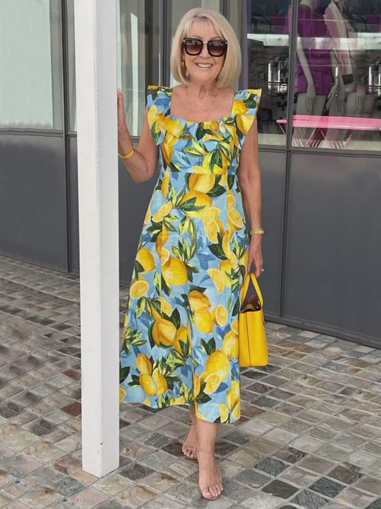 Tunic Dress met citroenprint en Relaxed Fit