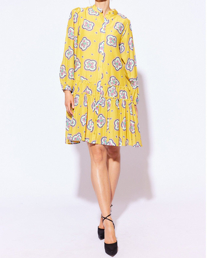 Bedrukte Loose Pleated Jurk