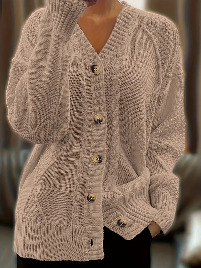 Casual Gekleurde Cable Knit Cardigan voor dames