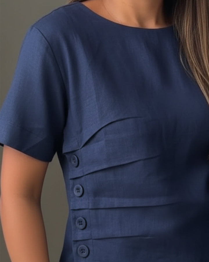 Korte Mouwen Blouse met Knoopdetails