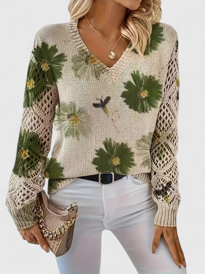 Elegante lichte sweater met bloemenprint