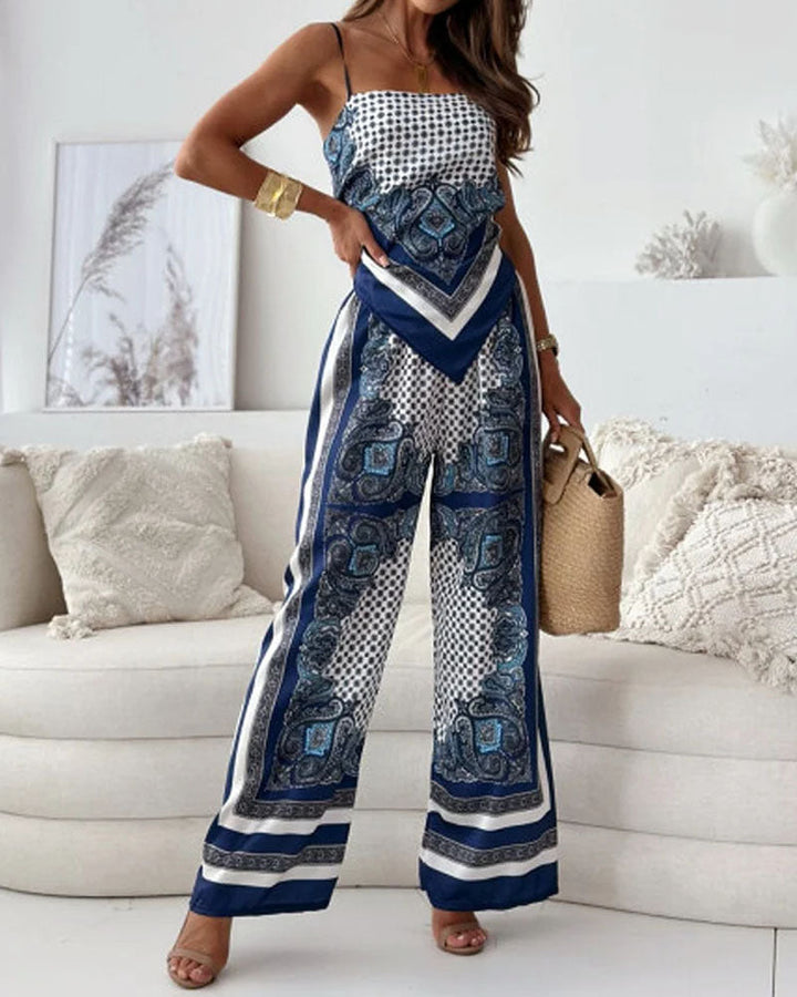 Trendy Lace-Up Vest Tweedelig Outfit