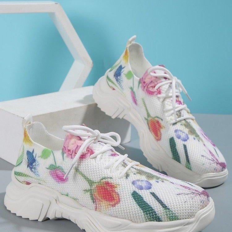 Ademende vetersneakers met bloemenprint