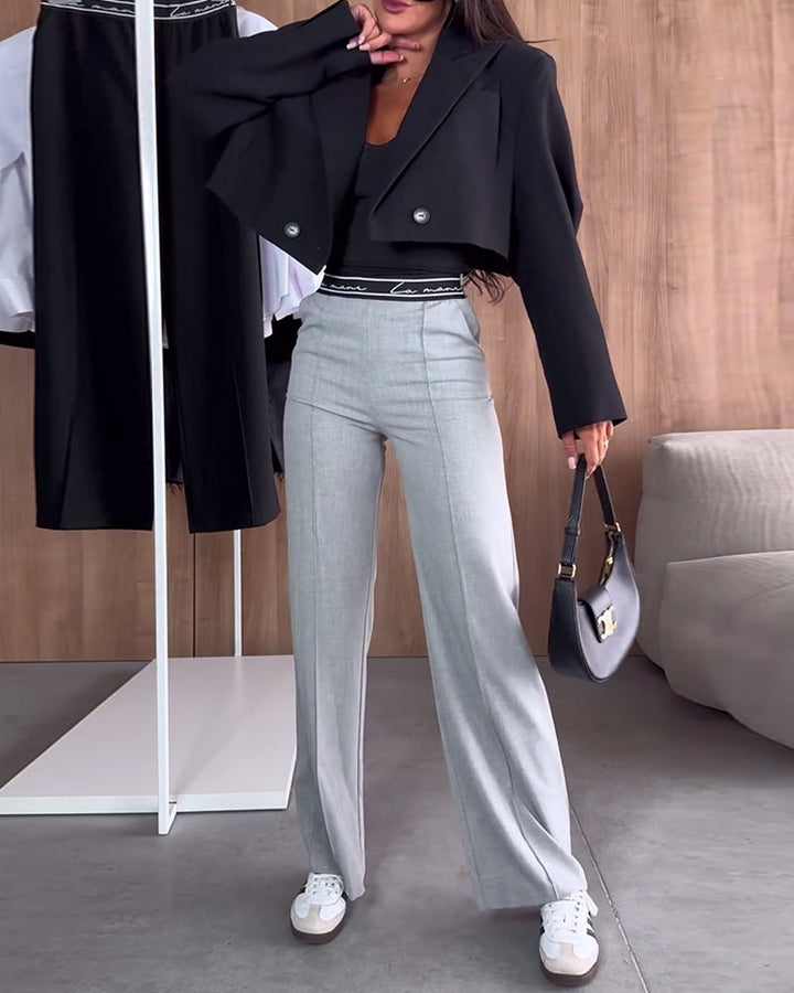 Casual effen Straight Pants met ritssluitzakken