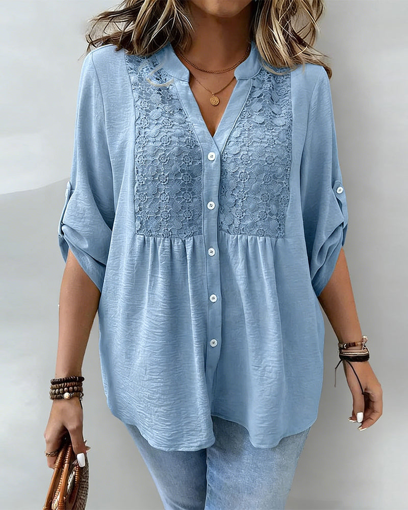 Plus Size Shirt met Kant-details