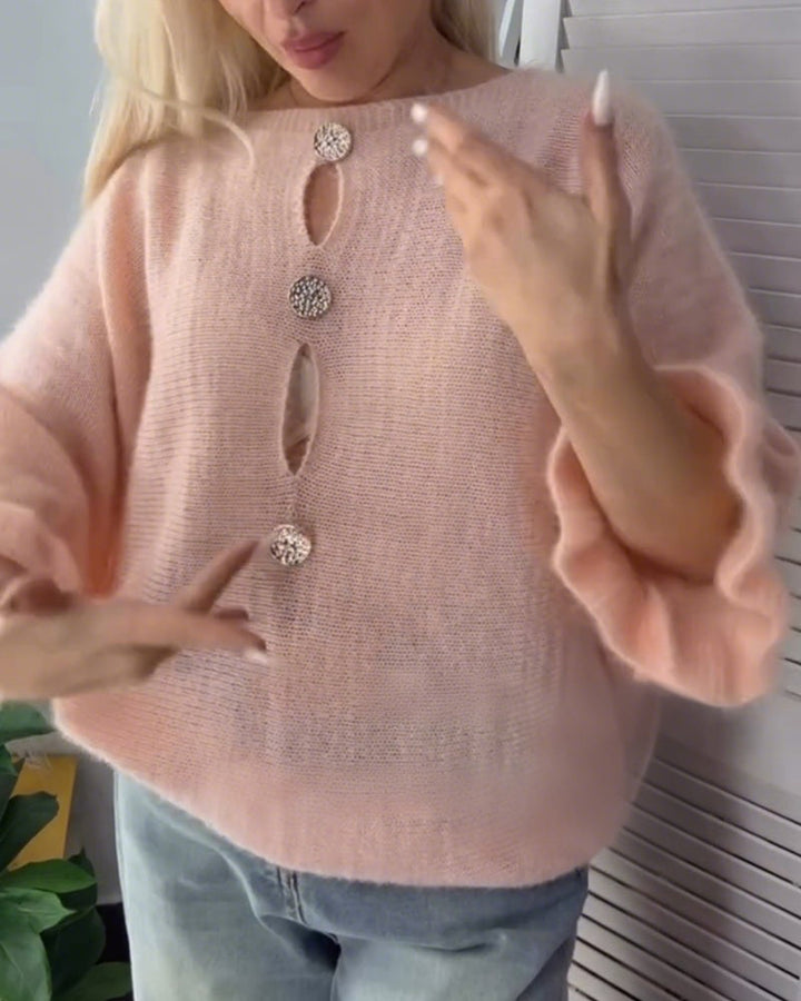 Elegante trui met wijde mouwen en uitsnijding