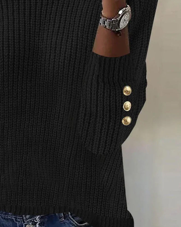 Trui met hoge hals en metallic knopen