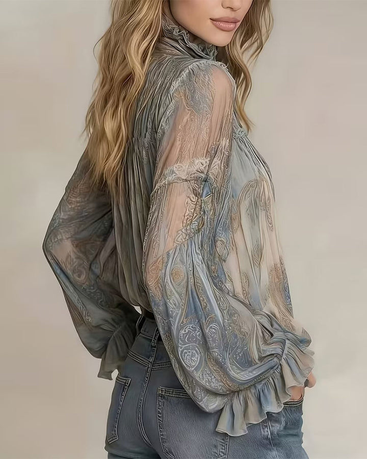 Boheemse blouse met Cashew Flower print