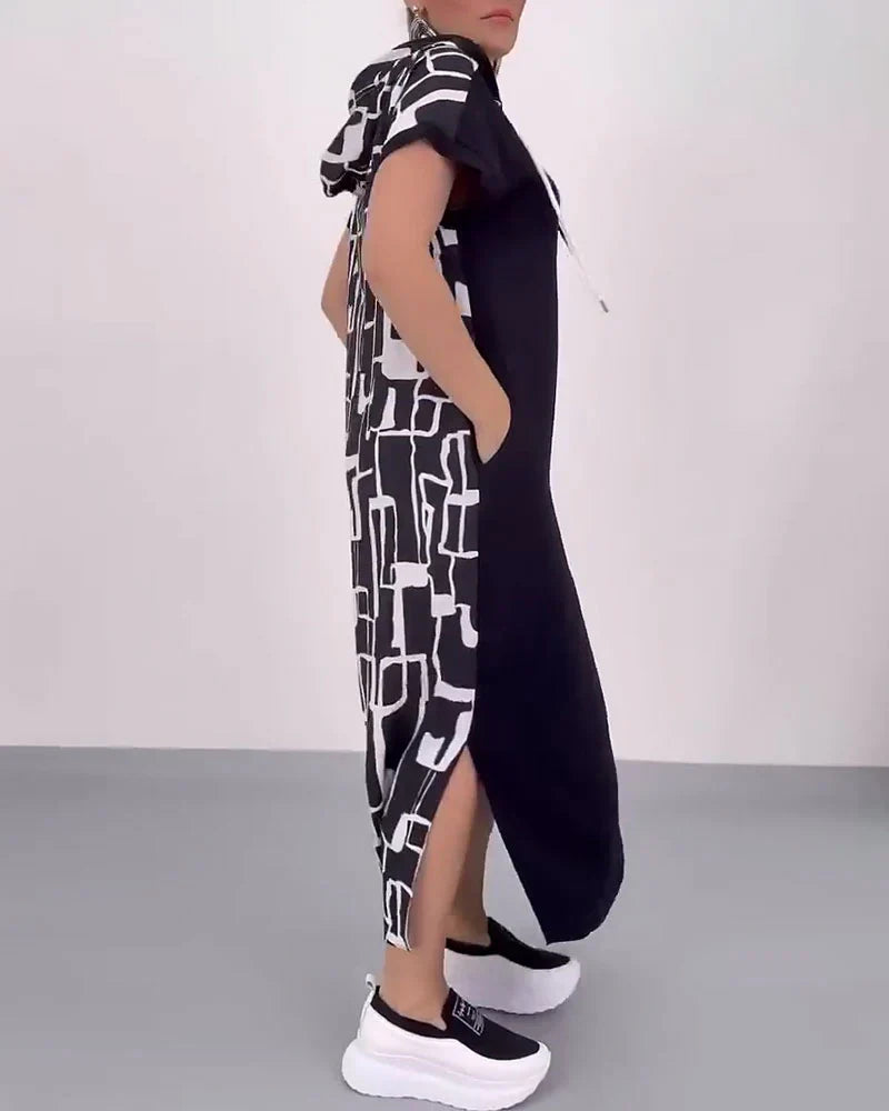 Half-Zip Loose Contrast Jurk
