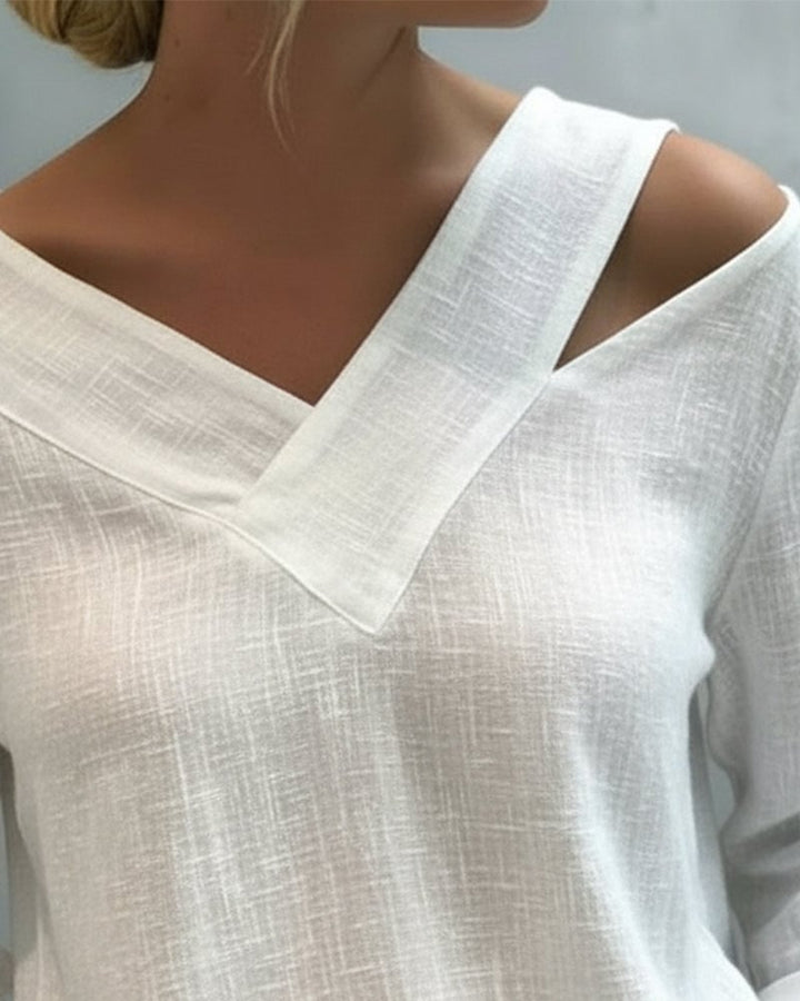 Stijlvolle V-hals Off-The-Shoulder Top