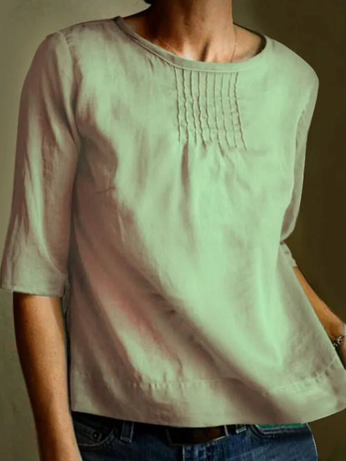 Elegante blouse met halflange mouwen en zachte plooien