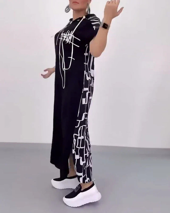 Half-Zip Loose Contrast Jurk