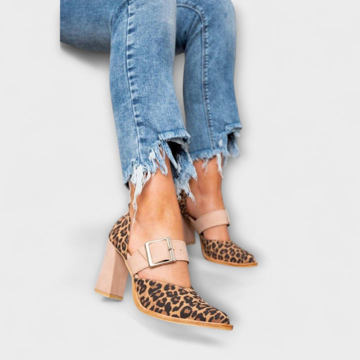 Chique Block Heel met Luipaardprint