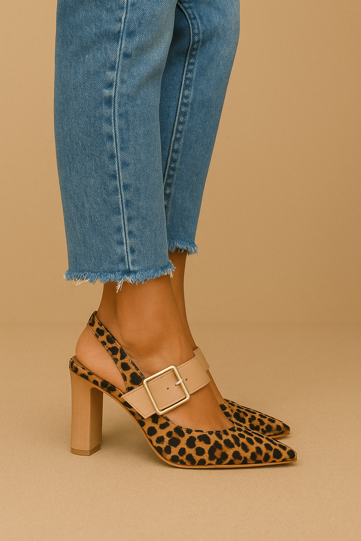 Chique Block Heel met Luipaardprint