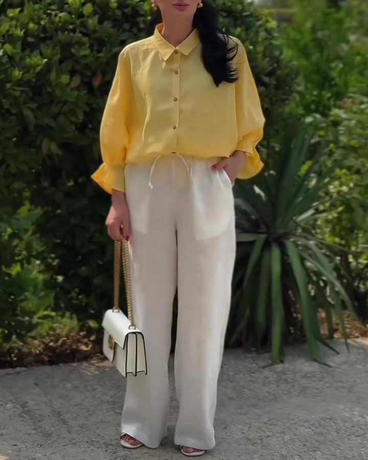 Casual blouse met lange mouwen en knoopsluiting
