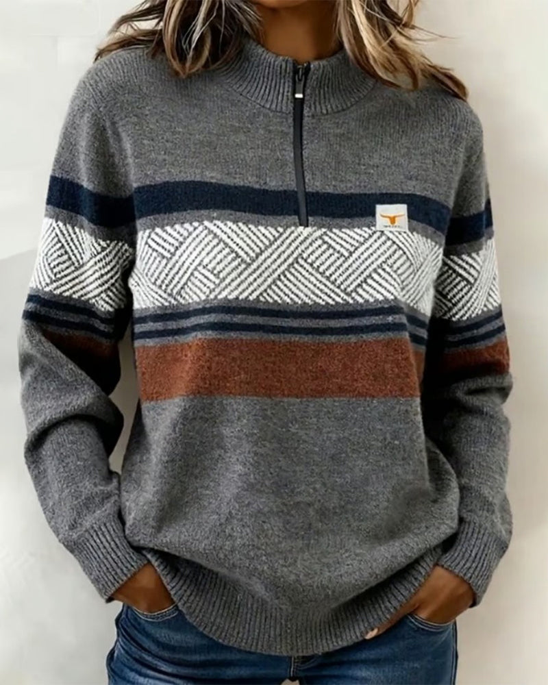 Trui met lange mouwen en Color Blocked design