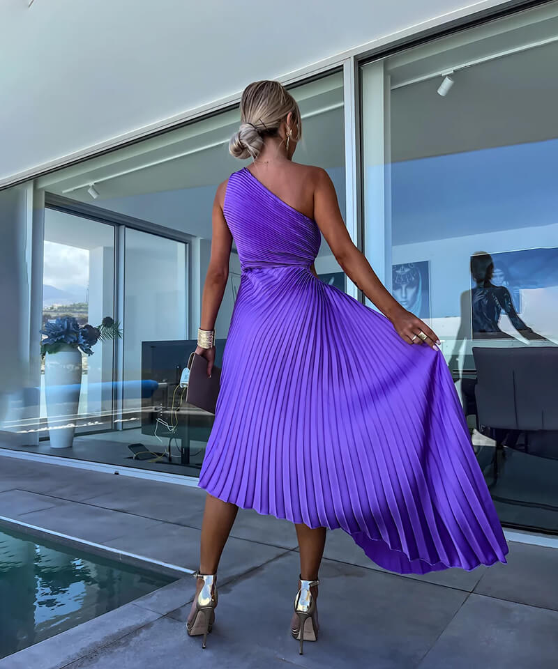 Elegante One-Shoulder Midi-jurk