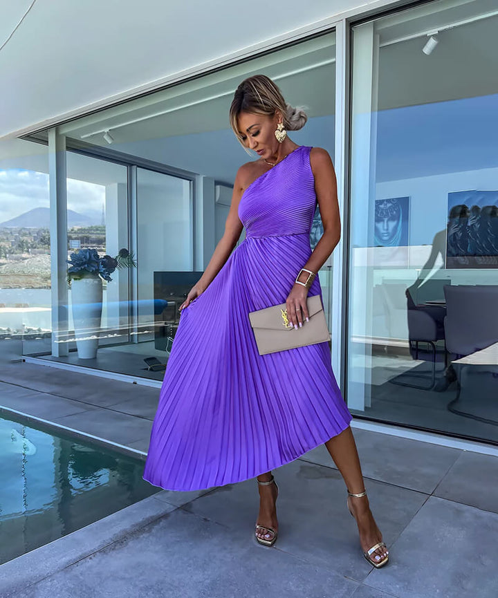Elegante One-Shoulder Midi-jurk