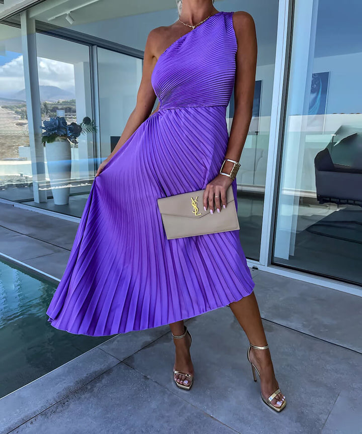 Elegante One-Shoulder Midi-jurk