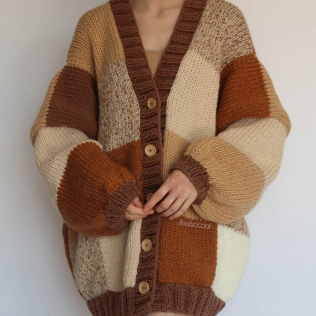 Dames Thinner Patchwork Cardigan