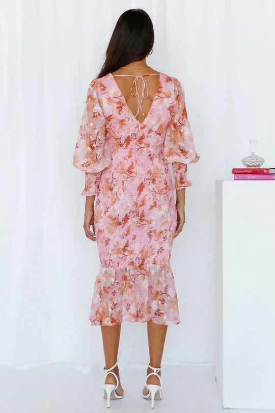 Midi-jurk met Bold Floral Pattern