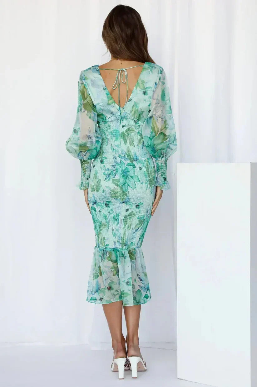 Midi-jurk met Bold Floral Pattern