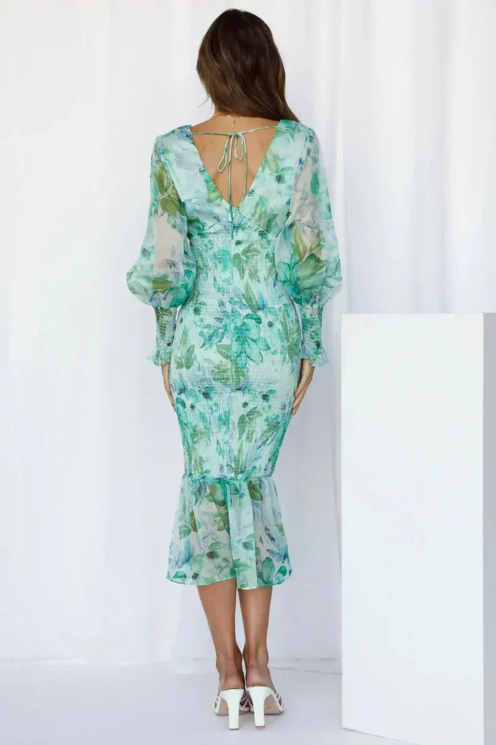 Midi-jurk met Bold Floral Pattern