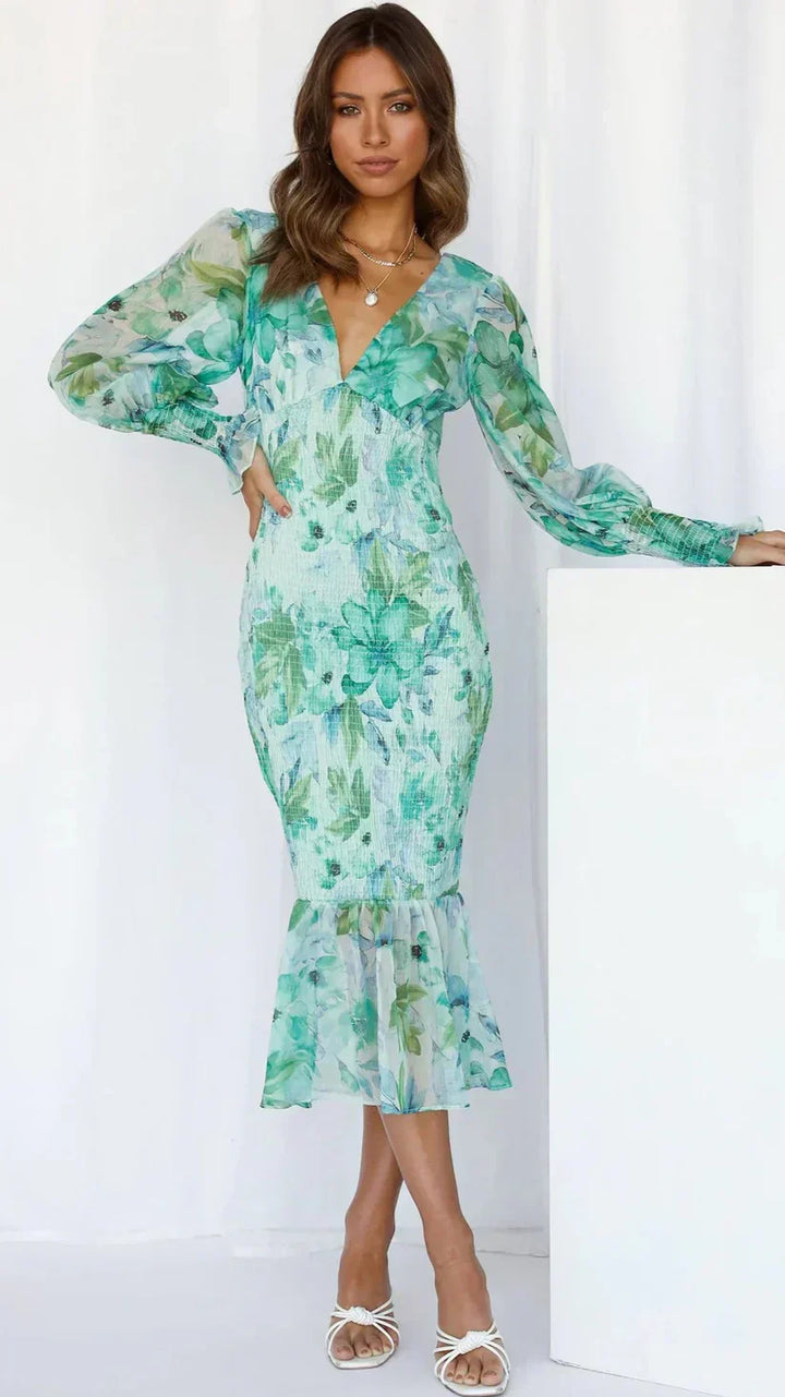 Midi-jurk met Bold Floral Pattern