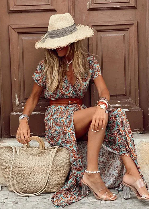 Zwierige Bohemian Maxi-jurk