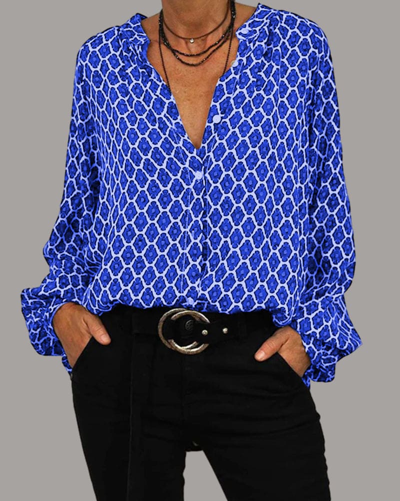 Ontspannen V-hals midi-shirt