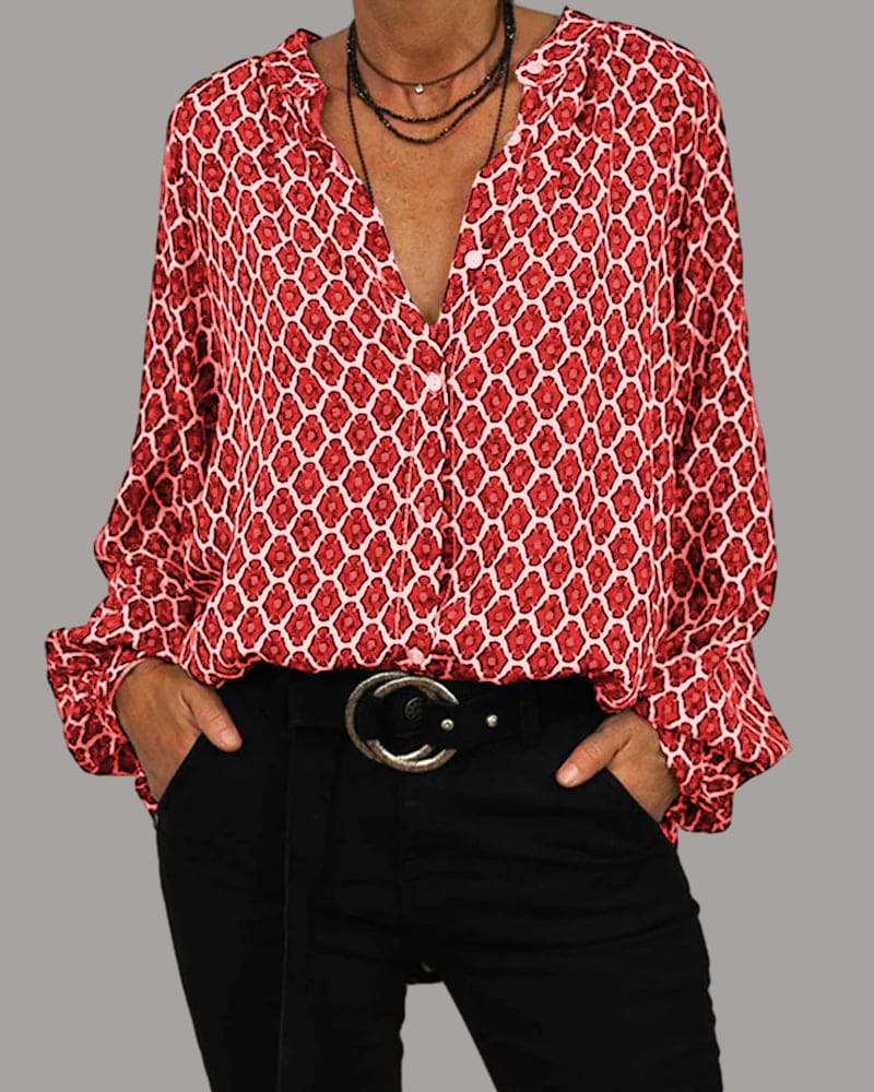 Ontspannen V-hals midi-shirt